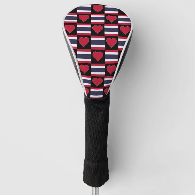 Thailand Golf Lover Herzstück Muster Thai Flagge Golf Headcover (Vorderseite)