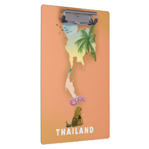 Thailand illustrierte Karte Klemmbrett