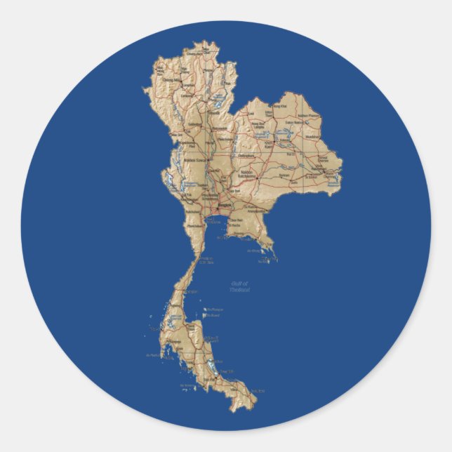 Thailand-Karten-Aufkleber Runder Aufkleber (Vorderseite)