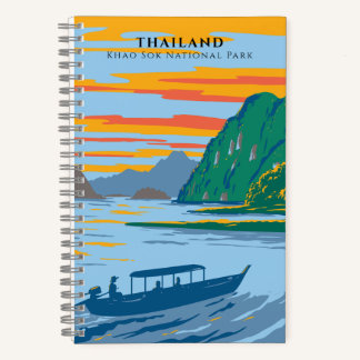Thailand Khao Sok Nationalpark Reise Art Deco Notizbuch