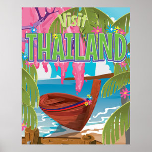 Thailand lustiges Vintage-Reiseposter Poster