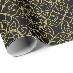 Thailand Motif Gold Black Geschenkpapier