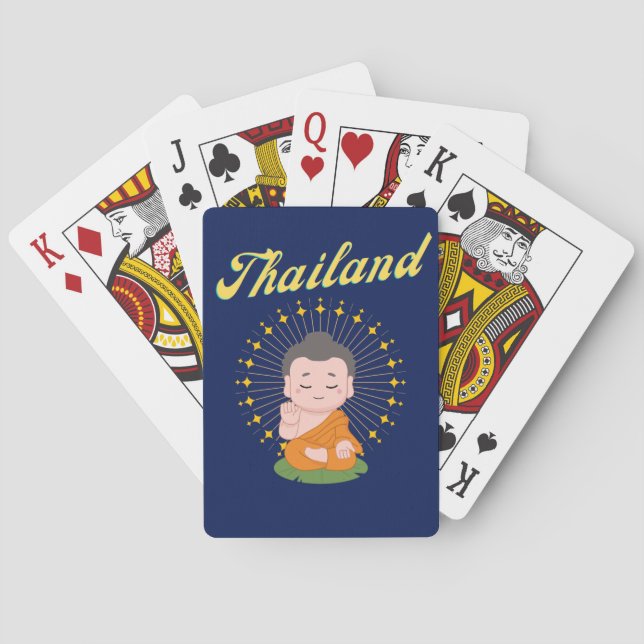 Thailand Niedlicher buddhistischer Mönch Spielkarten (Rückseite)