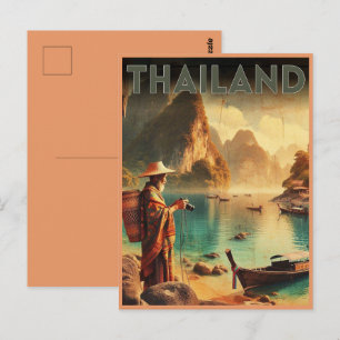 Thailand-Reise-Geschenke für alte Männer im Vintag Postkarte