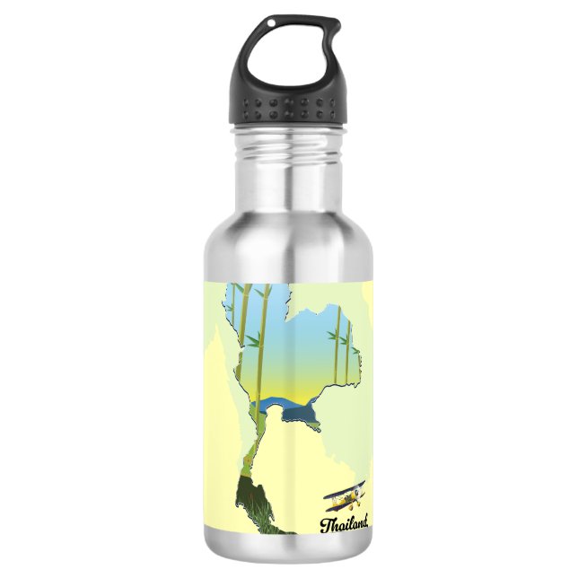 Thailand Reiseplan Edelstahlflasche (Vorderseite)