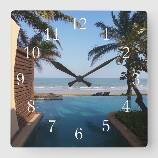 Thailand Spa Clock Quadratische Wanduhr (Vorderseite)