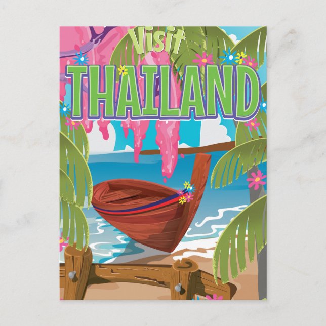 Thailand Spaß Vintage Reiseplakat Postkarte (Vorderseite)