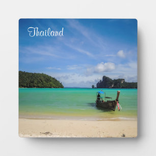 Thailand Strandfoto mit Fischerboot Fotoplatte