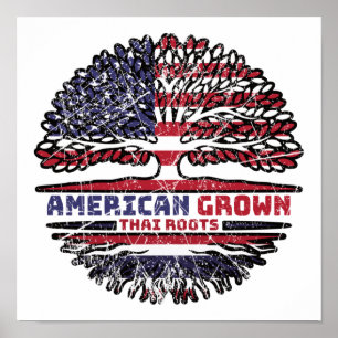 Thailand Thai USA USA Vereinigte Staaten Tree Poster