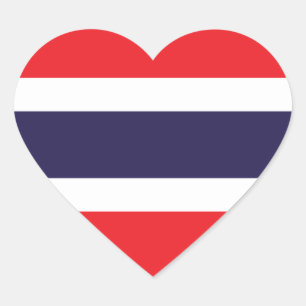 Thailand/thailändische Flagge Herz-Aufkleber