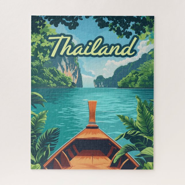 Thailand Tropical Island Long Schwanz Boat Vintag (Vertikal)