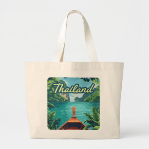 Thailand Tropical Island Long Schwanz Boat Vintag Jumbo Stoffbeutel
