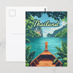 Thailand Tropische Insel Long Tail Boot Vintage Postkarte