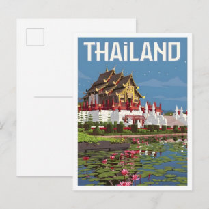 Thailand Vintage Kunst Reise Postkarte
