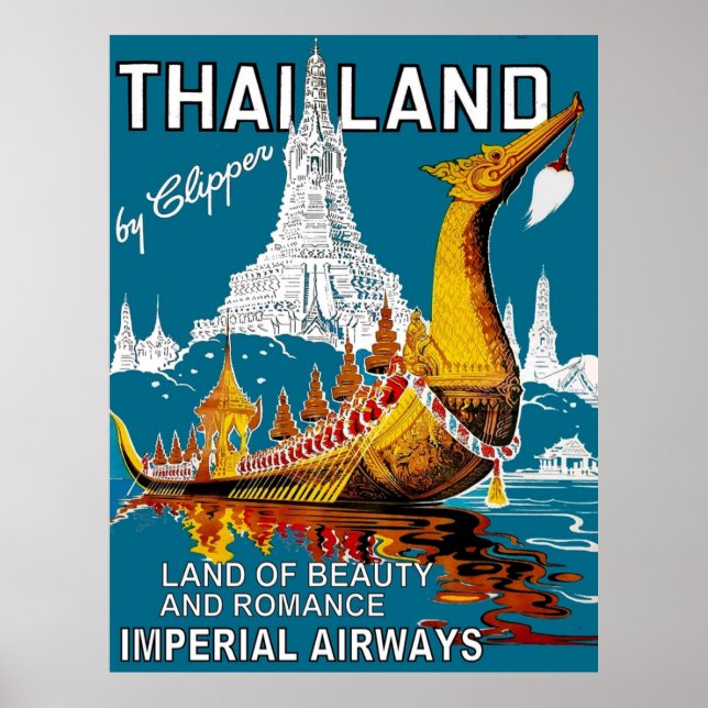 THAILAND Vintage Reisewerbung Poster (Vorne)