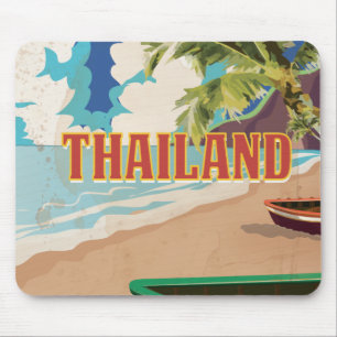 Thailand Vintage Travel Poster Mousepad