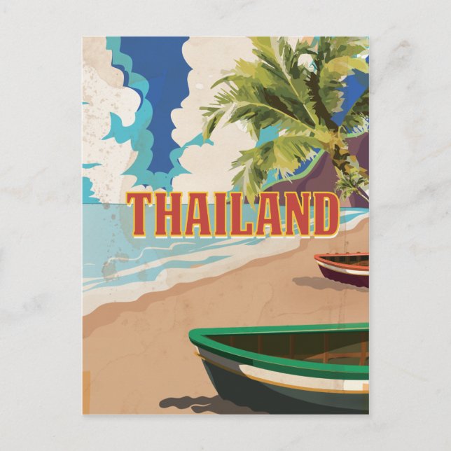 Thailand Vintage Travel Poster Postkarte (Vorderseite)