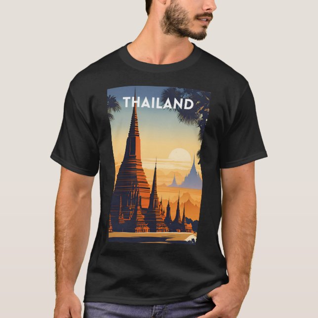 Thailand Vintage Travel Poster T-Shirt (Vorderseite)