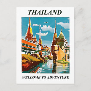 Thailand, willkommen zum Abenteuer. Vintage Postkarte