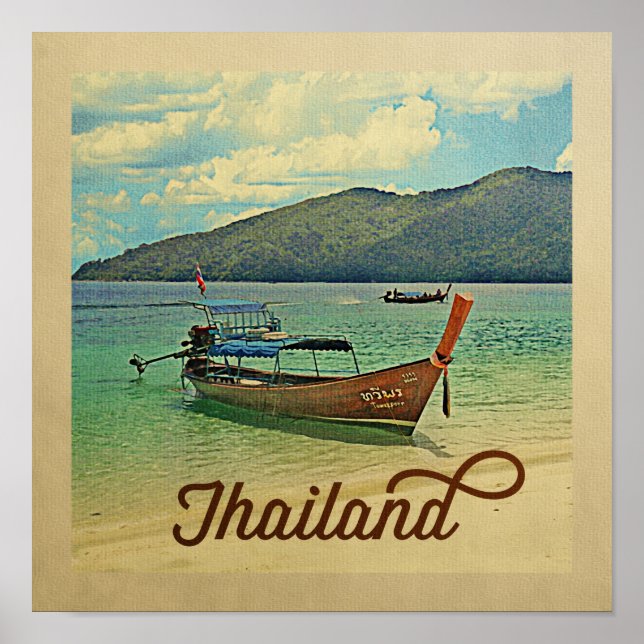 Thaïlande Poster Vintage voyage Thai Boat (Devant)
