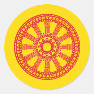 Thailändische Buddhistische Flagge (Dharmacakra-Fl Runder Aufkleber