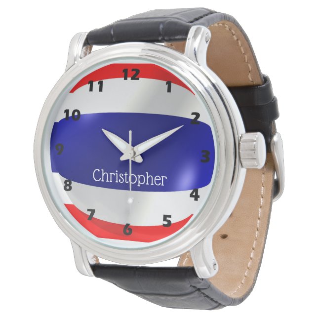Thailändische Flagge Armbanduhr (Schrägansicht)