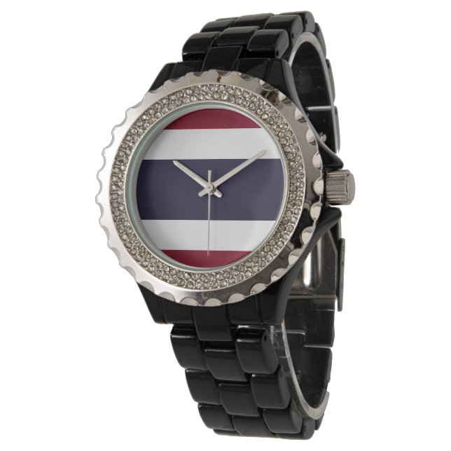 Thailändische Flagge Armbanduhr (Schrägansicht)