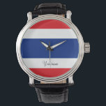 Thailändische Flagge Armbanduhr<br><div class="desc">Thailändische Flagge Die Flagge des Königreichs Thailand zeigt fünf horizontale Streifen in den Farben rot,  weiß,  blau,  weiß und rot,  wobei der mittlere blaue Streifen doppelt so breit ist wie jeder der vier anderen. #thailand #thai #kingdom #flag</div>