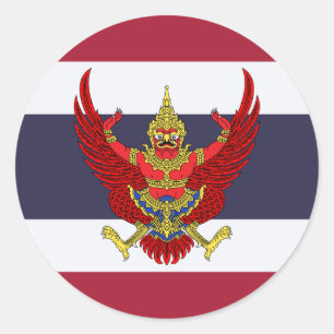 Thailändische Flagge & Emblem, Flagge Thailands Runder Aufkleber