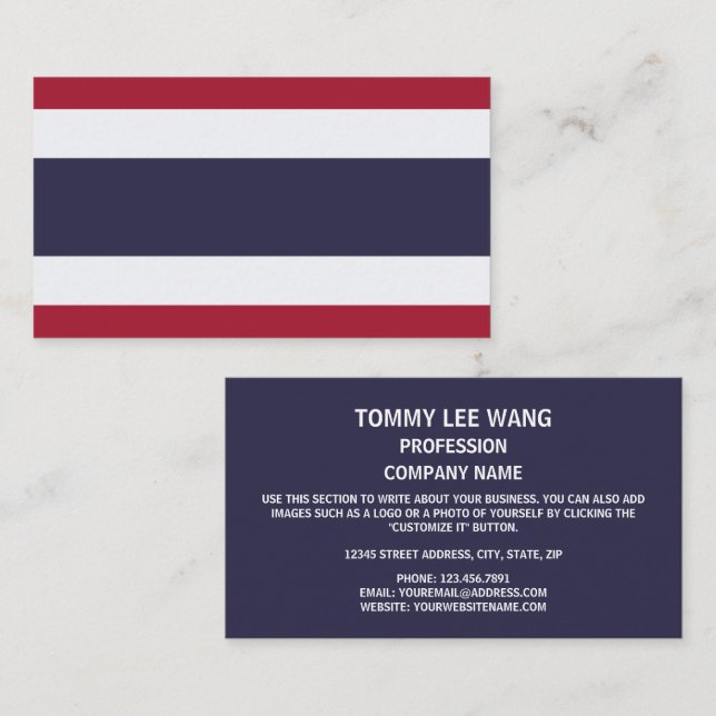 Thailändische Flagge, Flagge Thailands Visitenkarte (Vorne/Hinten)