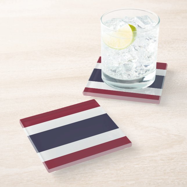 Thailändische Flagge Glasuntersetzer (Schrägansicht)