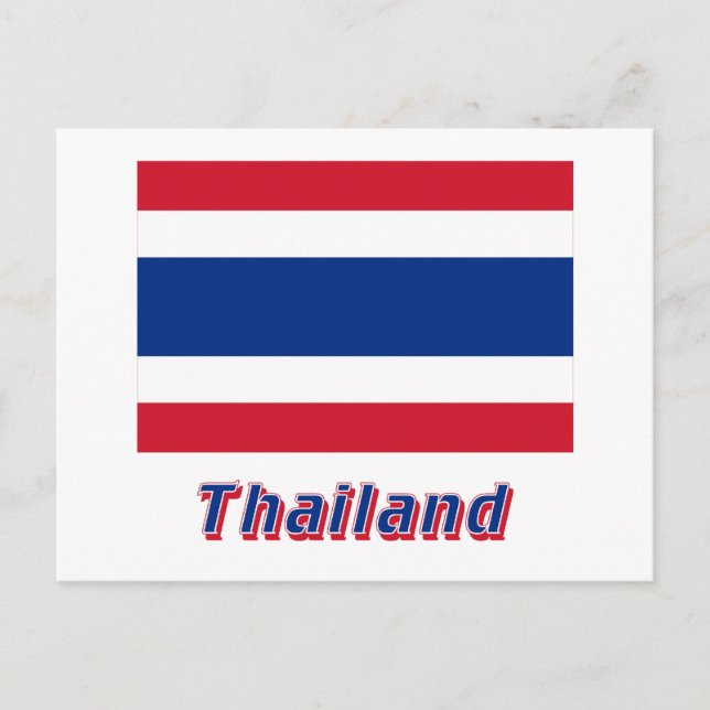Thailändische Flagge mit Name Postkarte (Vorderseite)