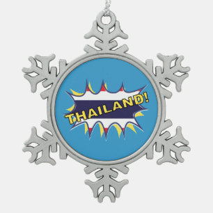 Thailändische Flagge POW-Stern platzen Schneeflocken Zinn-Ornament