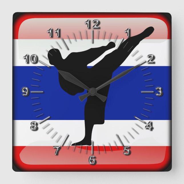 Thailändische Flagge Quadratische Wanduhr (Vorderseite)