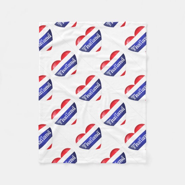 Thailändische Herzenflagge Fleecedecke (Vorderseite)