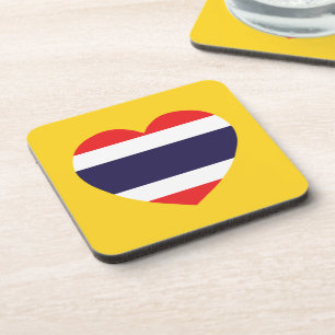 Thailändische Herzenflagge Getränkeuntersetzer