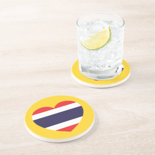 Thailändische Herzenflagge Getränkeuntersetzer