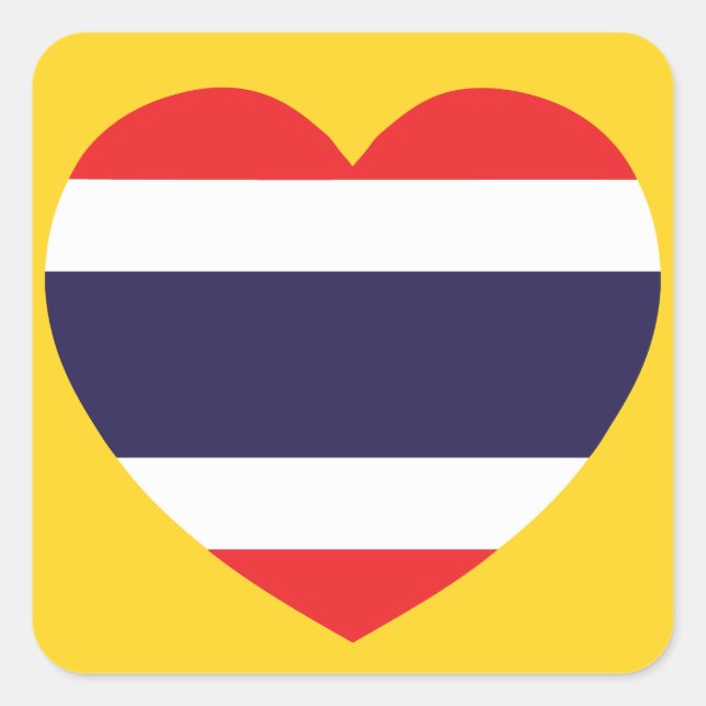 Thailändische Herzenflagge Quadratischer Aufkleber (Vorderseite)