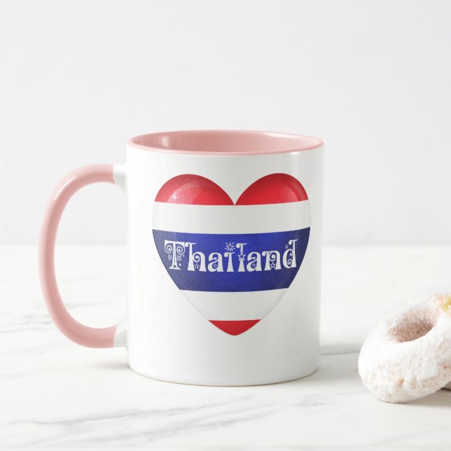 Thailändische Herzenflagge Tasse (Mit Donut)