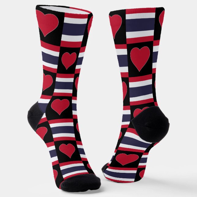 Thailändische Nationalflagge Herzspass Thai Prix Socken (Gewinkelt)