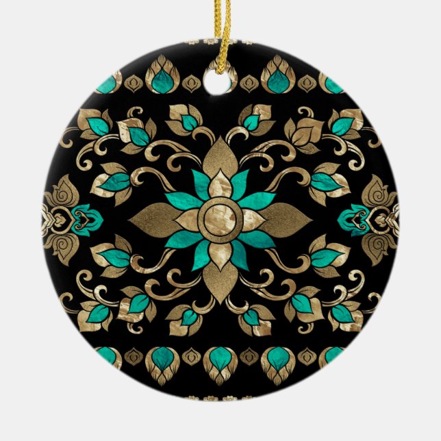 thailändische Ornamente - Gold und Aquamarin (Vorne)