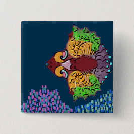 Thailändische Schrift Abstraktes Fisch Kunst | 2" Button