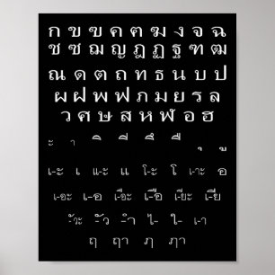 Thailändische Schrift Wand Alphabet Vokale Hallowe Poster