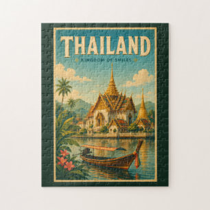 Thailändische Tempel-Illustration Reise Kunst Vint