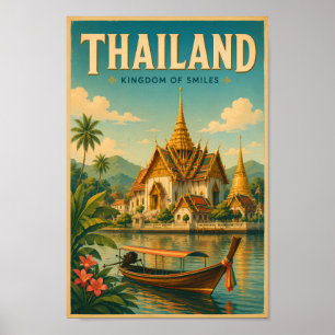 Thailändische Tempel-Illustration Reise Kunst Vint Poster