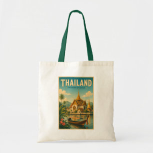 Thailändische Tempel-Illustration Reise Kunst Vint Tragetasche