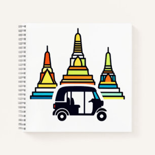 Thailändische Tempel und Tuk Tuks Notizbuch