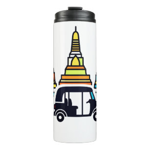 Thailändische Tempel und Tuk Tuks Thermosbecher