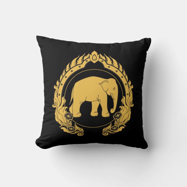 Thailändischer Elefant Kissen (Vorderseite)