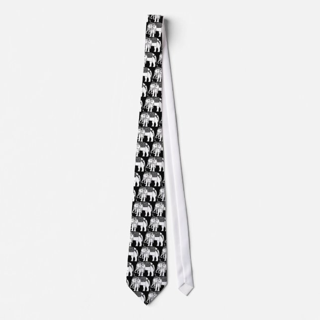 Thailändischer Erawan weißer Elefant Krawatte (Vorderseite)